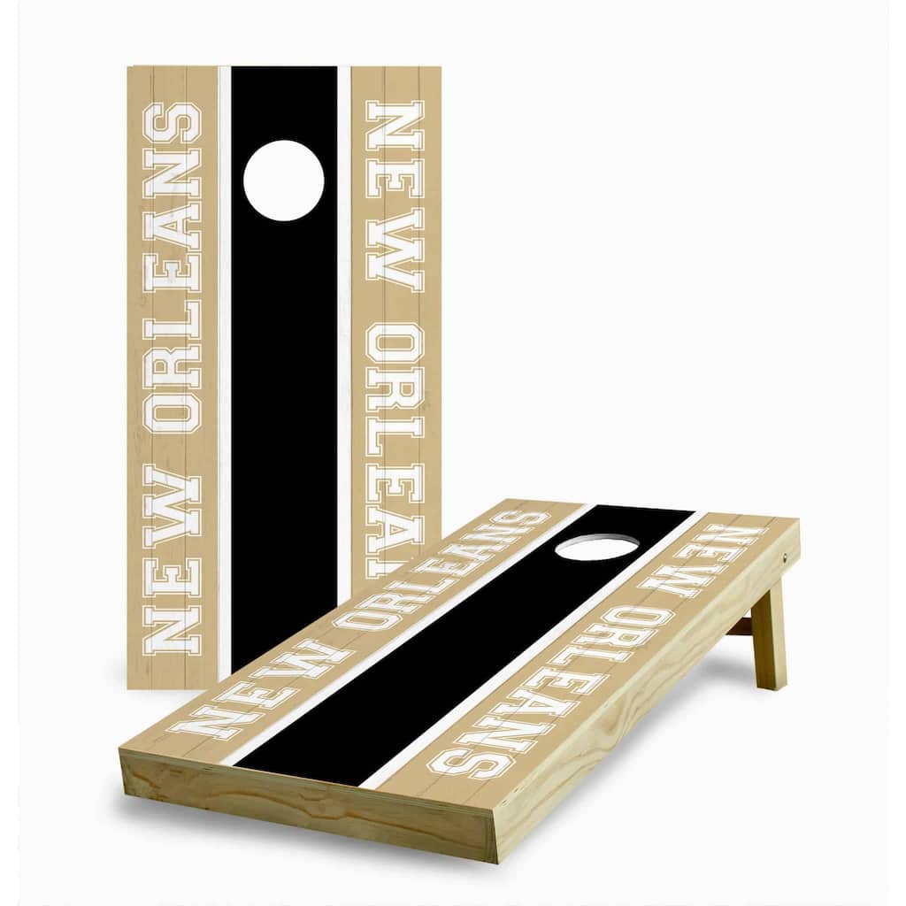 New Orleans Saints Striped Cornhole Game (Choose Wraps or Boards)