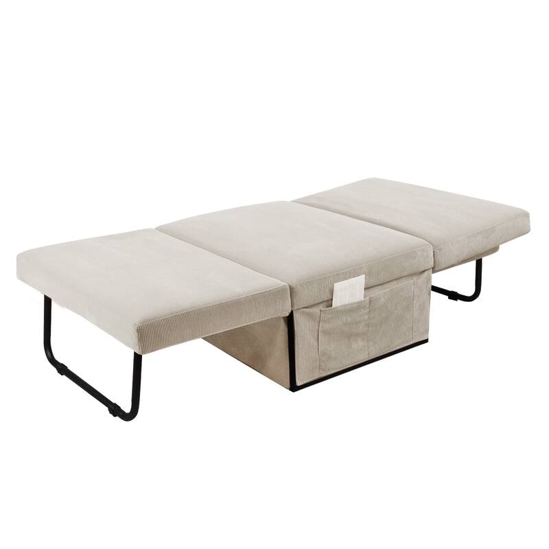 Corduroy Single Convertible Sofa Bed with Reclining Backrest