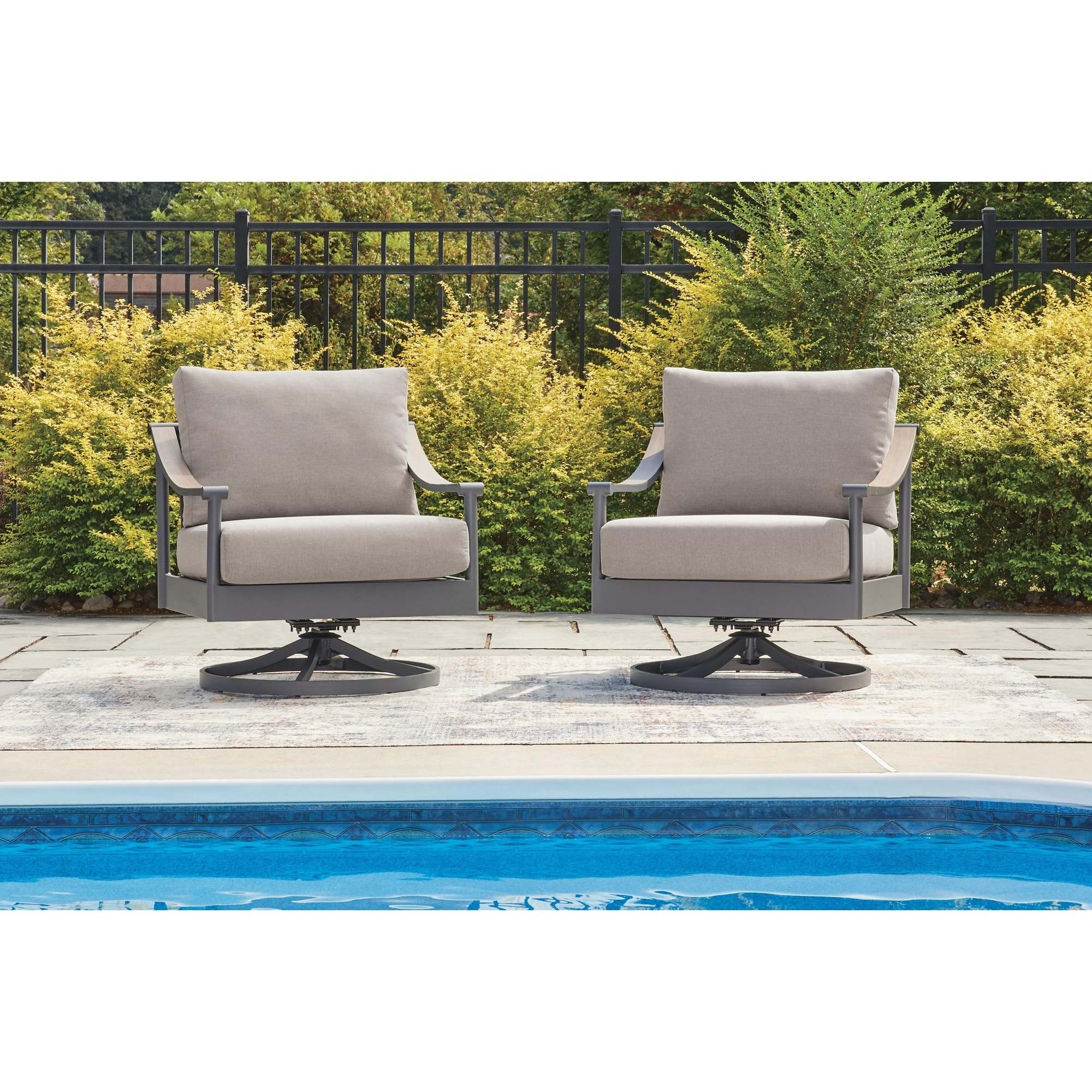 Signature Design by Ashley North Island Gray Outdoor Swivel Lounge with Cushion