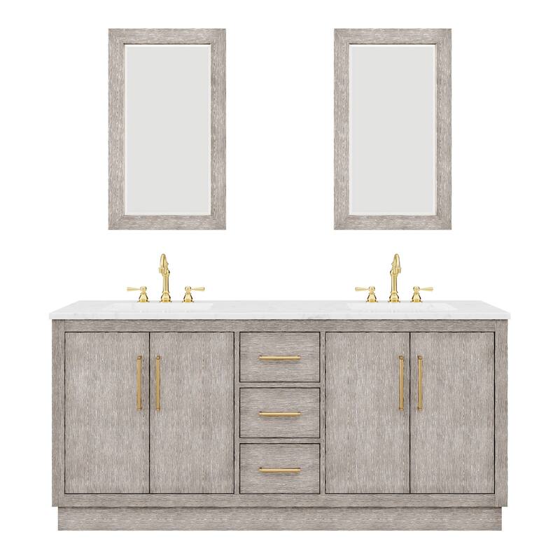 Hugo Carrara White Marble Countertop Vanity with Rectangular Mirror