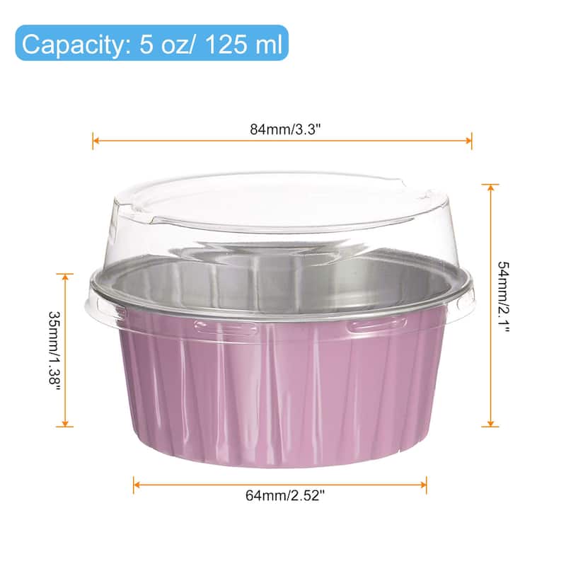 50Pcs Baking Cups with Lid 5oz Aluminum Foil Liners Mini Cups