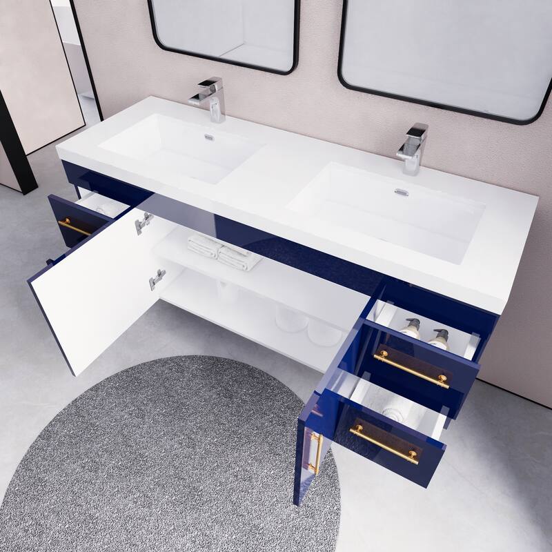 Eliza 60'' Wall Mounted Vanity with Double Sink