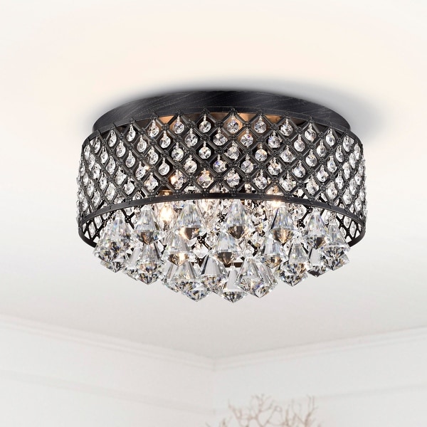 Silver Orchid Taylor 4 light Antique Black Flush Mount Chandelier