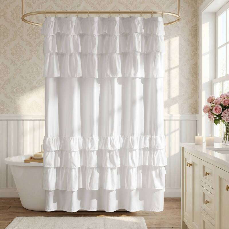 Madison Park Grace Ruffled Shower Curtain
