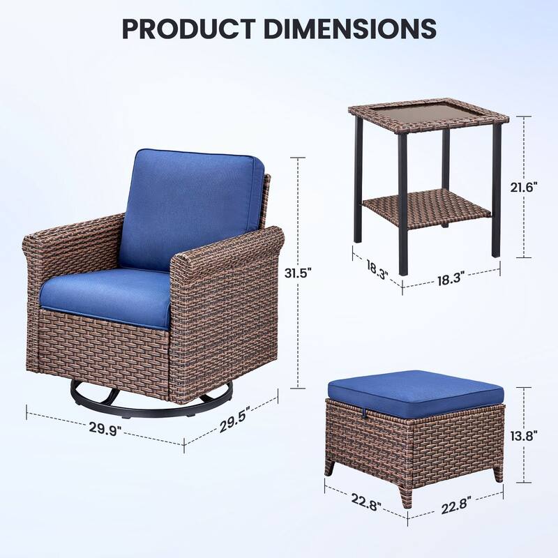 Pocassy Outdoor Sofa Swivel Chairs Patio Chair Funiture Set