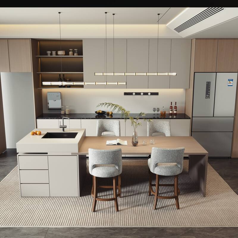 Set of 2/4/6,Upholstered Counter Height Bar Stools,Modern Counter Stools with Wood Legs for Kitchen Island Dining Room Bar