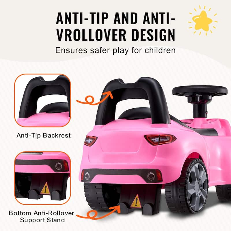 Plastic Ride on Push Car with Sit to Stand Toy and Music Steering Wheel Perfect Gift for Kids - 25.98 x 11.42 x 14.17 in