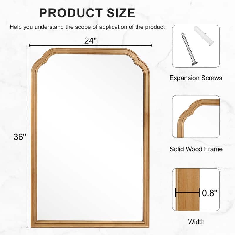 Top Corner Scalloped Rectangle Decorative Farmhouse Wall Mirror