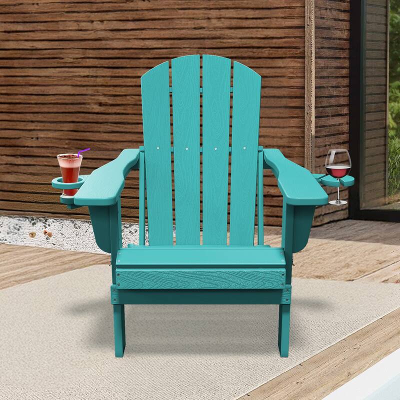 Foldable HDPE Adirondack Chair with Dual Cup Holders