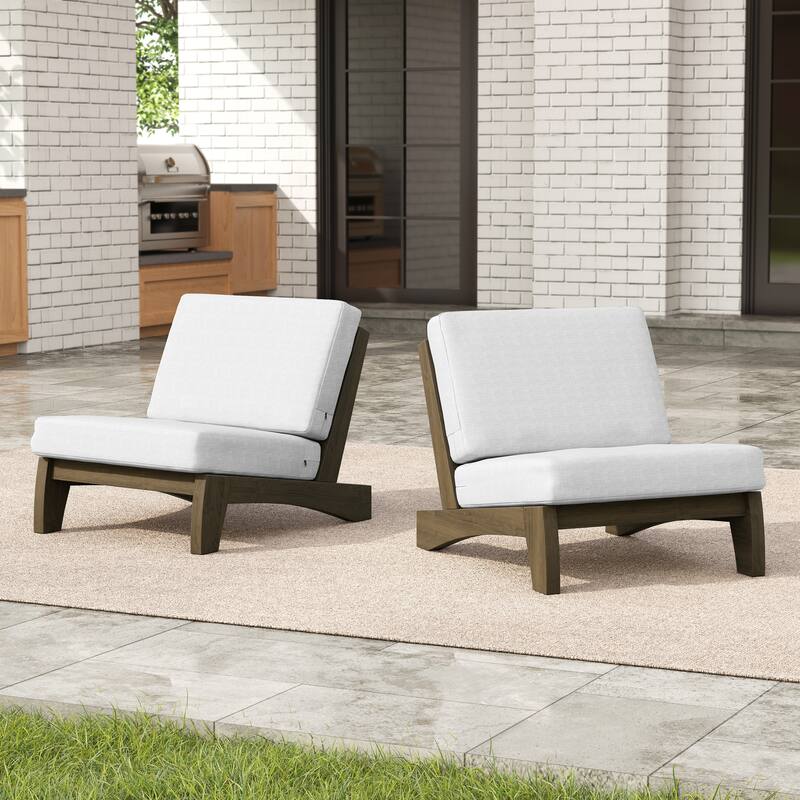 Acacia Wood 2 Seat Outdoor Club Chairs with Cushion