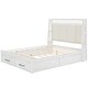 preview thumbnail 8 of 10, Queen Platform Kids Bed Frame with Upholstered Headboard & Drawers, Antique White