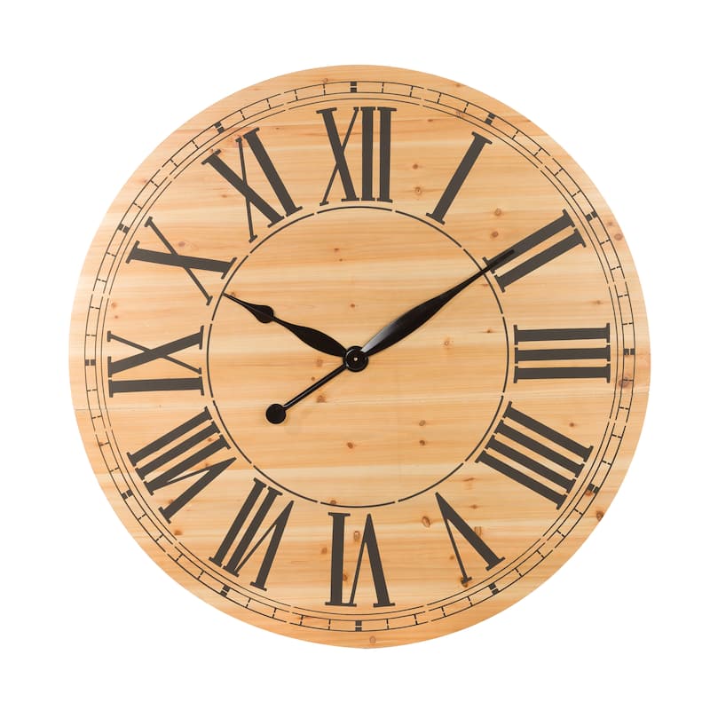 The Gray Barn Oversize Shiplap Wall Clock - 48"H x 48"W x 1.5"D - Brown