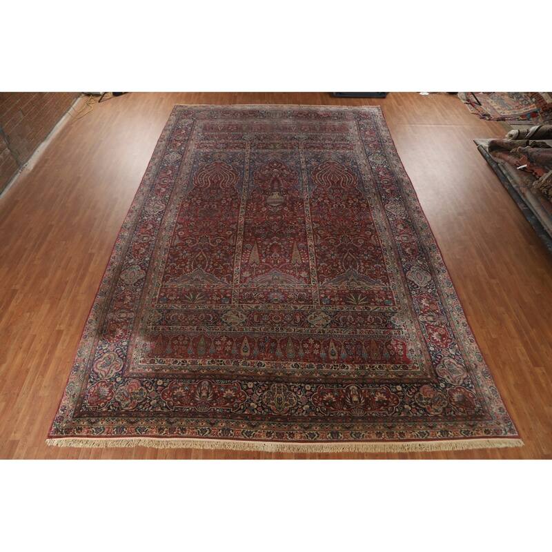 Pre-1900 Antique Kerman Lavar Persian Large Rug Handmade Wool Carpet - 11'9" x 18'4"