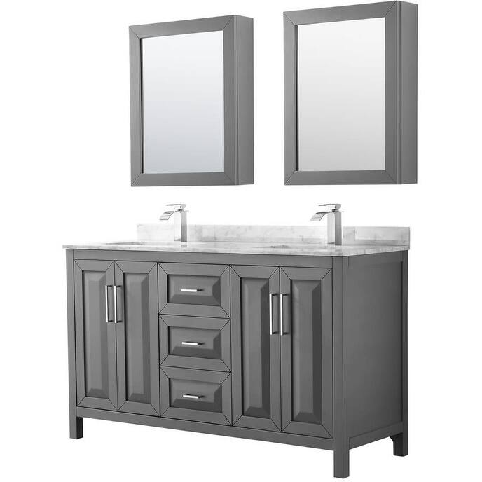 Wyndham Collection Daria 60" Free Standing Double Vanity Set with MDF