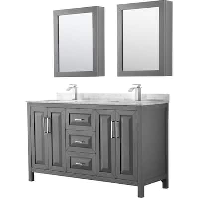 Wyndham Collection Daria 60" Free Standing Double Vanity Set with MDF