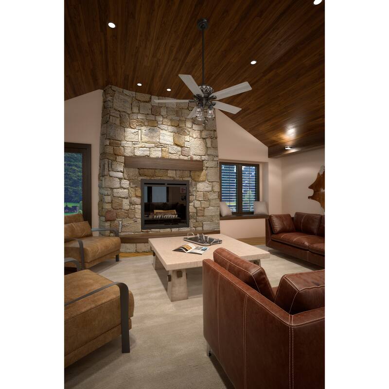 Hunter 52" Mesa Ceiling Fan with LED Light, Pull Chain - Rustic, Farmhouse, Transitional, Casual