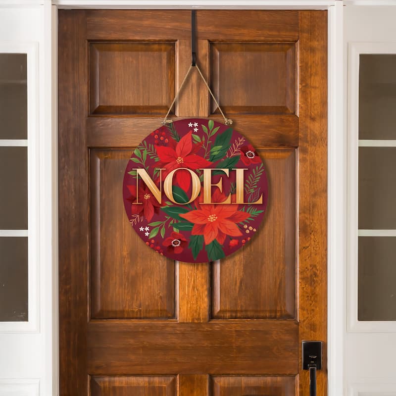 Holiday Wood Door Decor, "Noel" - 18" - Multicolor