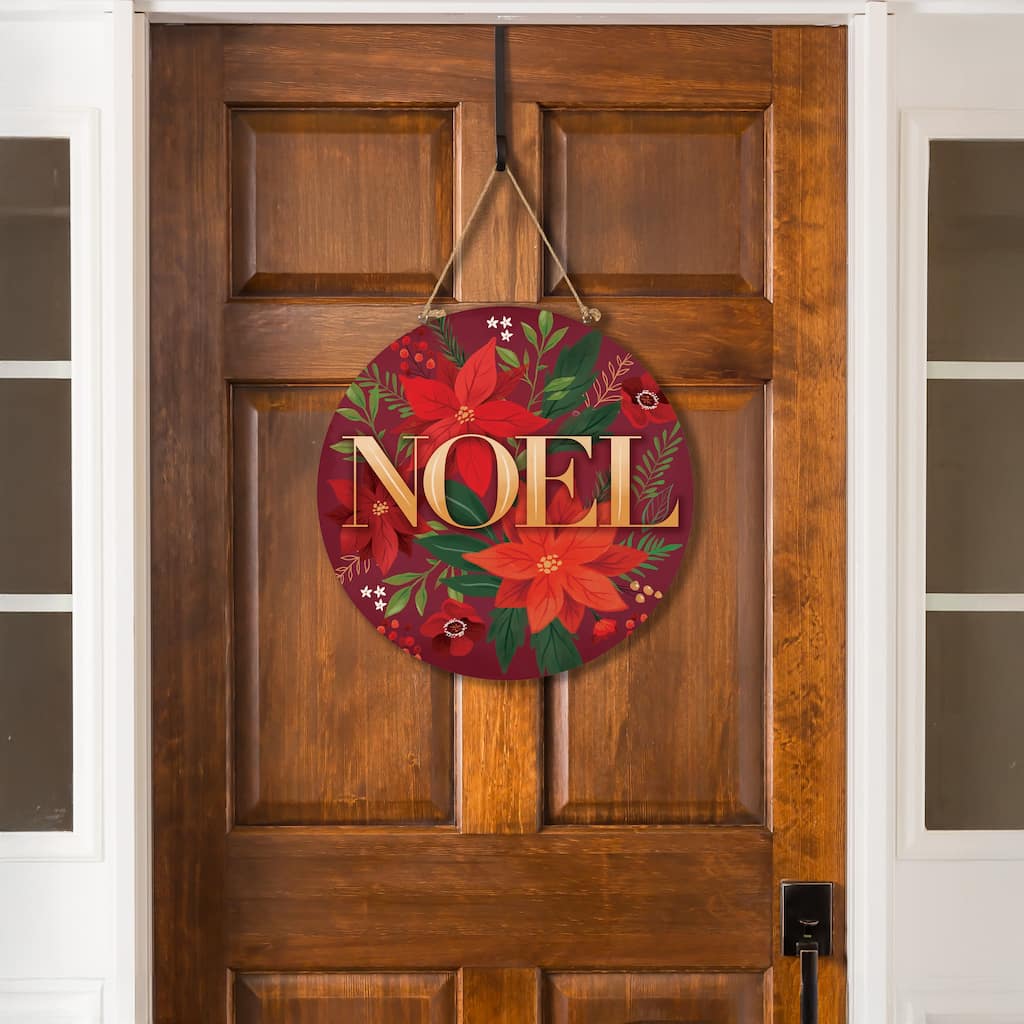 Holiday Wood Door Decor, "Noel" - 18" - Multicolor