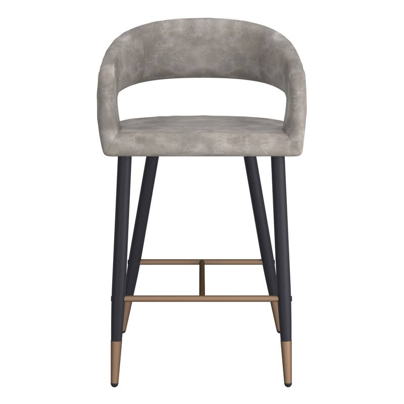 Modern Faux Leather and Metal 26" Counter Height Stool, Set of 2 - N/A