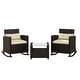 preview thumbnail 36 of 43, Corvus Fatih 3-piece Outdoor Wicker Rocking Chat Set with Cushions Beige with Brown Finish