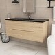 preview thumbnail 4 of 66, Wall-Mounted Bathroom Vanity in Evita Oak with Integrated Black Sink