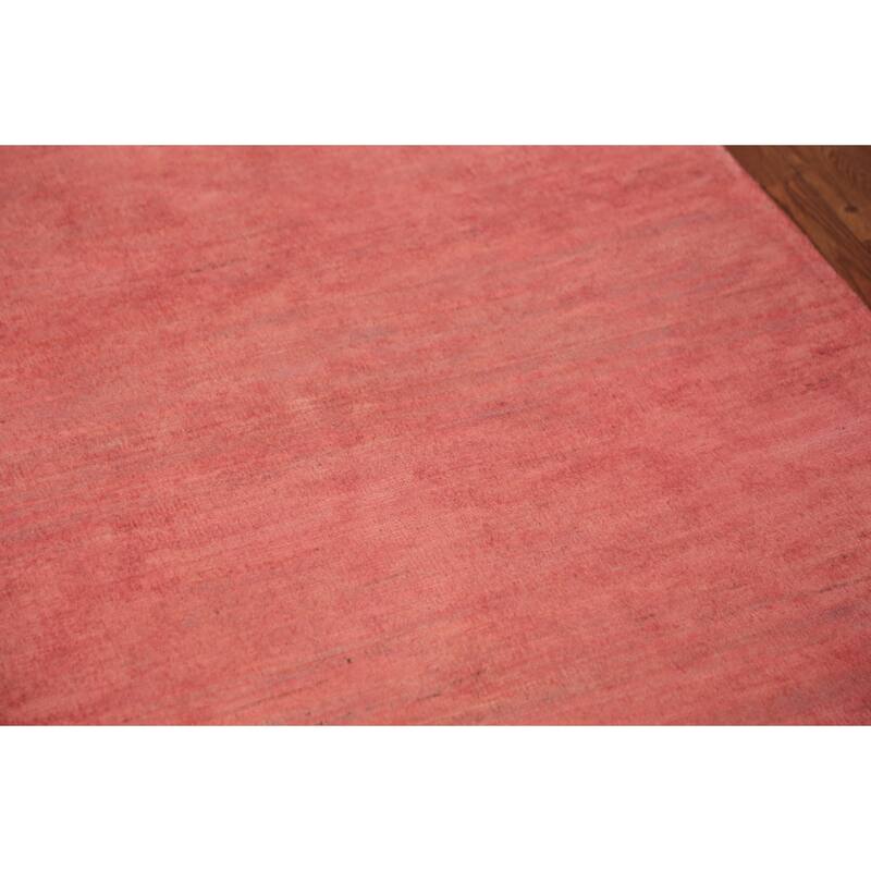 Pink Gabbeh Runner Rug Hand-Knotted Wool Carpet - 3'2" x 9'9"
