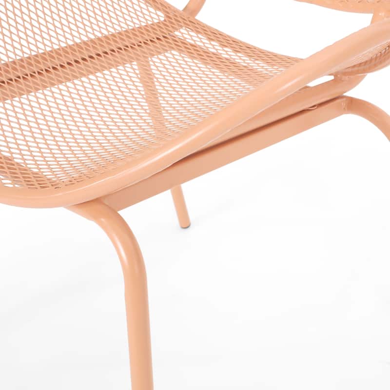 Roomfitters Modern Mesh Patio Lounge Chair Set, Curved Outdoor Seating, Weather-Resistant Steel, Orange (Set of 2)