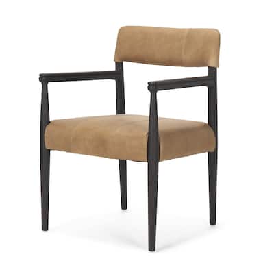 Toni Dark Brown Wood w/ Chestnut Leather Dining Chair