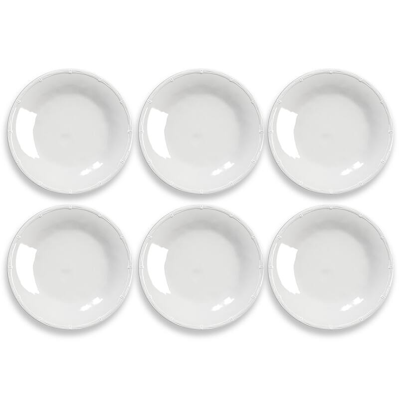 Abode Homewares Bamboo Raised Rim Melamine Dinner Plate - White - 10.5" - Set of 6 - White
