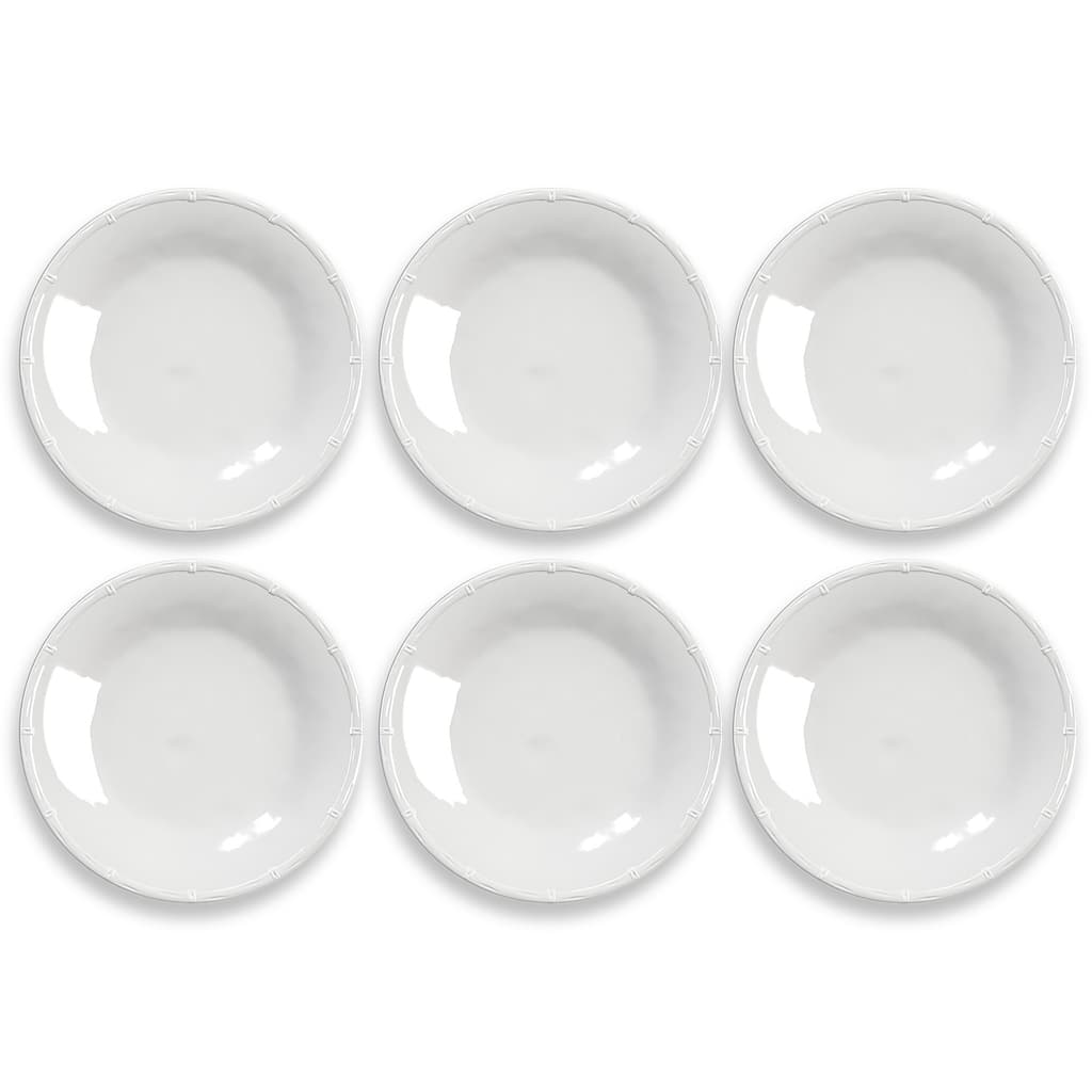 Abode Homewares Bamboo Raised Rim Melamine Dinner Plate - White - 10.5" - Set of 6