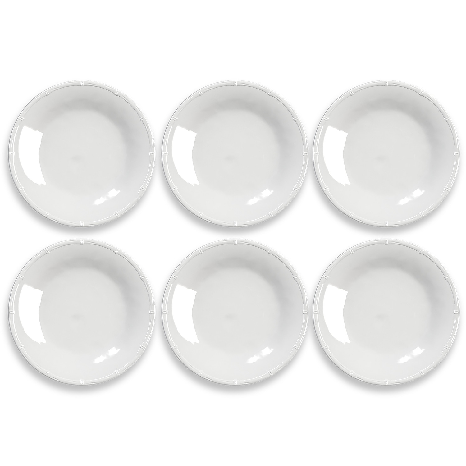 Abode Homewares Bamboo Raised Rim Melamine Dinner Plate - White - 10.5" - Set of 6