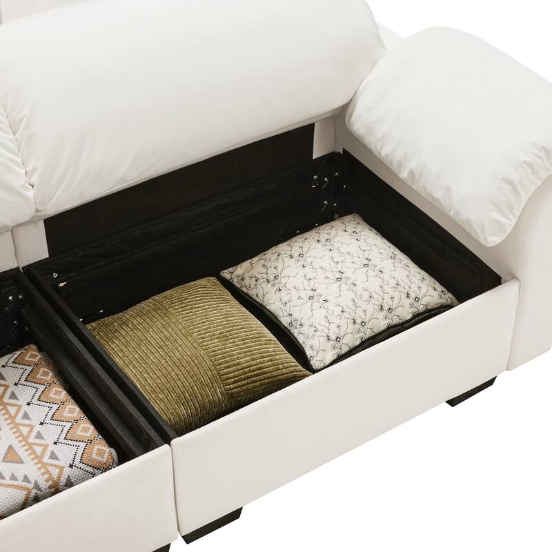 154.7" Velvet 4-Seater Oversized Sofa, Cloud Cushions and Storage Seats