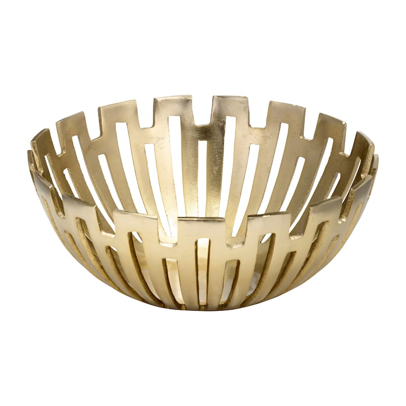 Set of 3 Metal Bowls Contemporary Abstract Glam Coastal Cut-Out Metallic Gold Bowl Set 11", 14", 16" Decorative Bowls