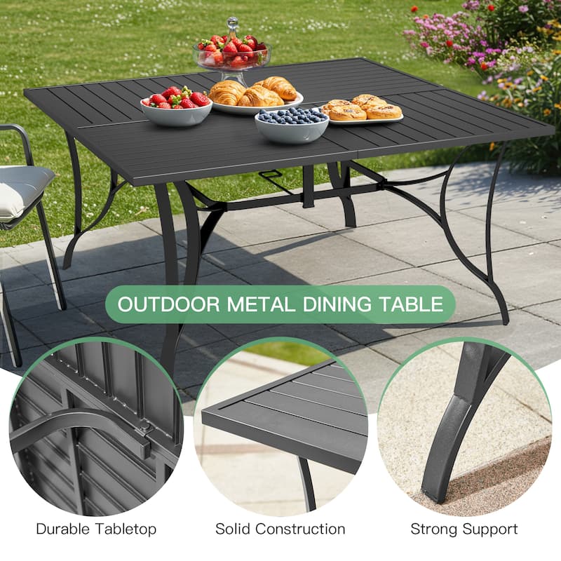 5/7/9-Piece Outdoor Patio Dining Set with Stackable Textilene Chairs and Slatted Table, Furniture with Adjustable Umbrella Hole