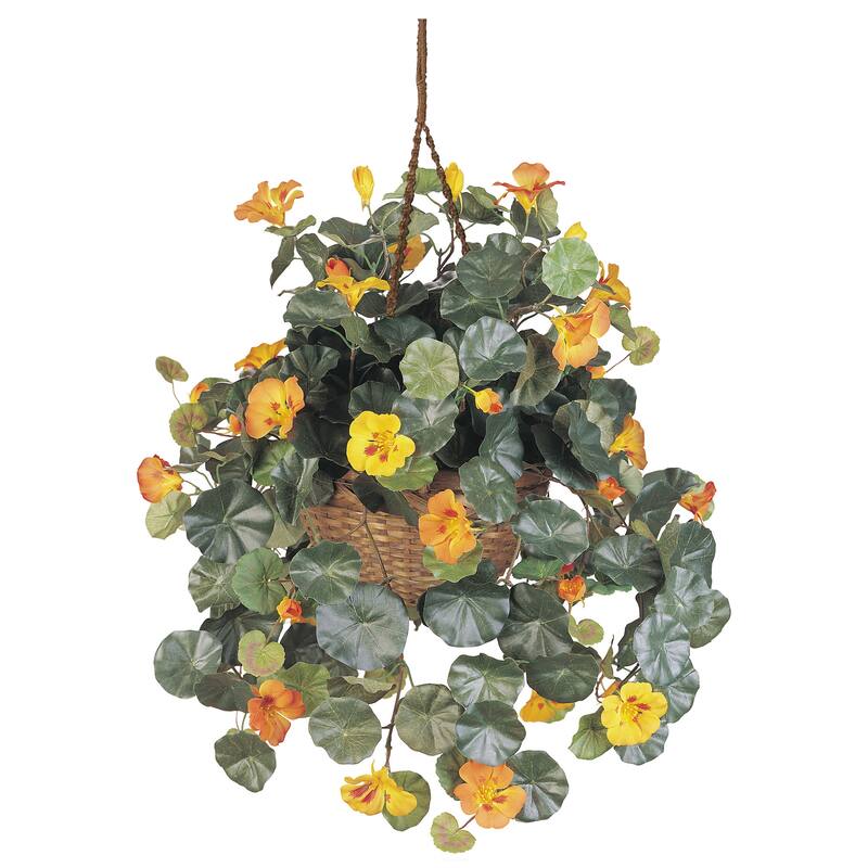 29" Artificial Nasturtium Silk Plant Hanging Basket