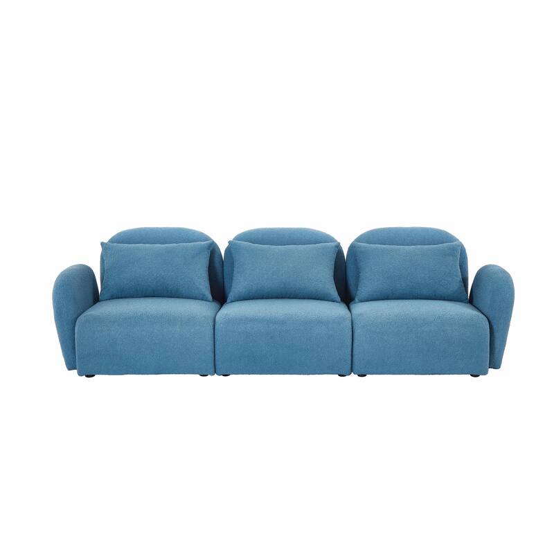 Teddy Fabric Three-Seat Lazy Sofa for Living Room