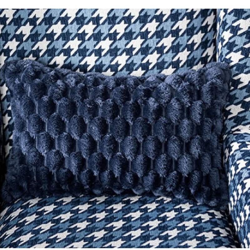 Colin Accent Club Chair, Throw Pillow, Gray Blue Houndstooth Polyester