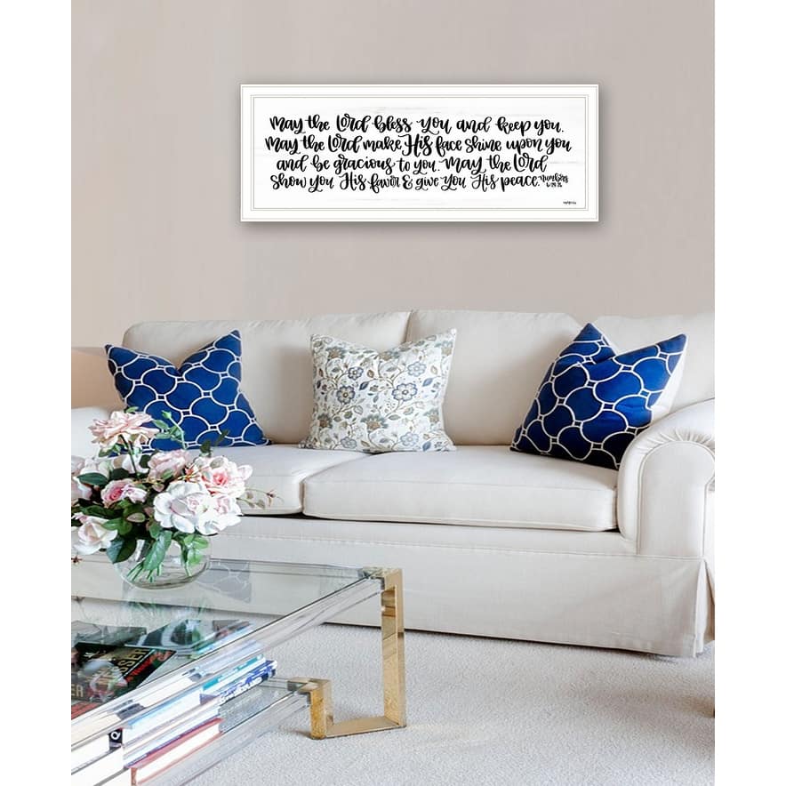 TrendyDecor4U Traditional "May the Lord Bless You and Keep You" Framed Print Wall Art by Imperfect Dust - Black & White