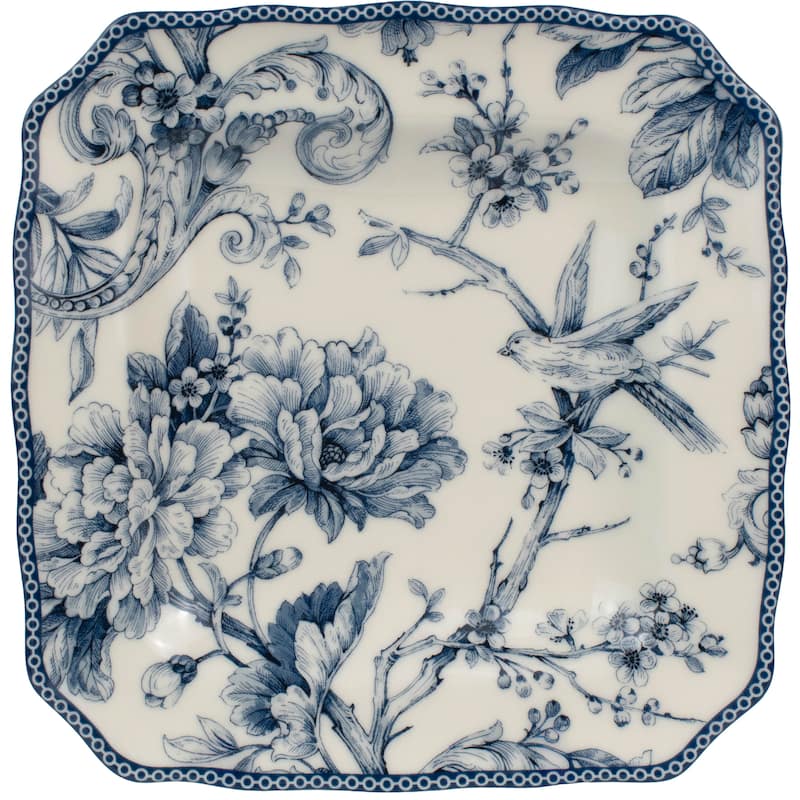 222 Fifth Adelaide 16-Piece Porcelain Dinnerware Set, Blue