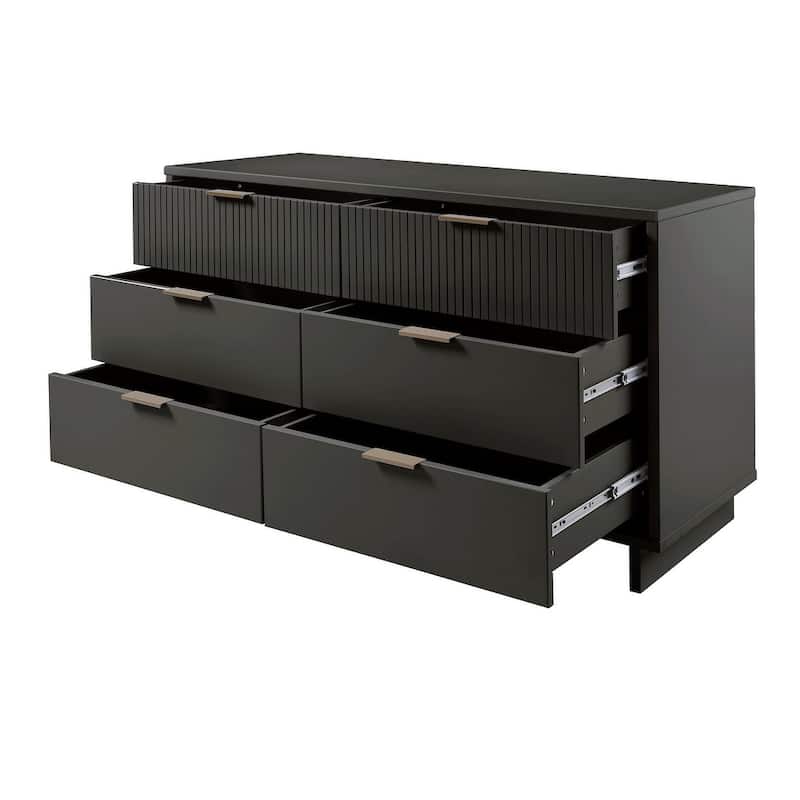Manhattan Comfort Granville 55.07" Modern Double Wide 6 Drawer Dresser
