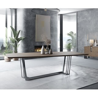 Modrest Gilroy Modern Walnut & Stainless Steel Dining Table - Bed Bath ...
