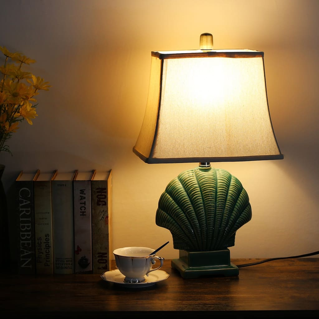 Javlergo Modern Ceramic Lamps Single Table Lamp for Living Room Bedroom Farmhouse Nightstand Bedside Lamps