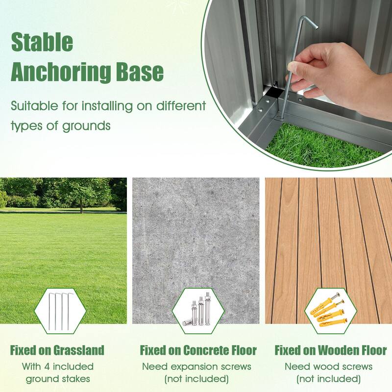 Gymax 5 x 3 FT Outdoor Storage Shed Galvanized Metal Tool House w/