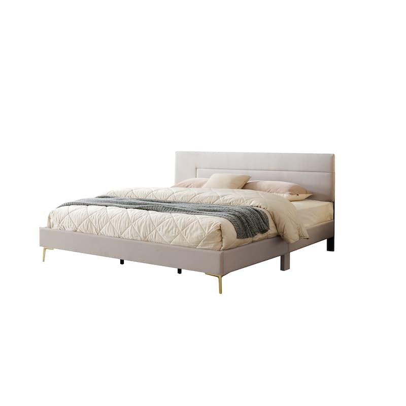 Verona Collection Brown/Gold Wood & Metal Bed Frame Twin to King