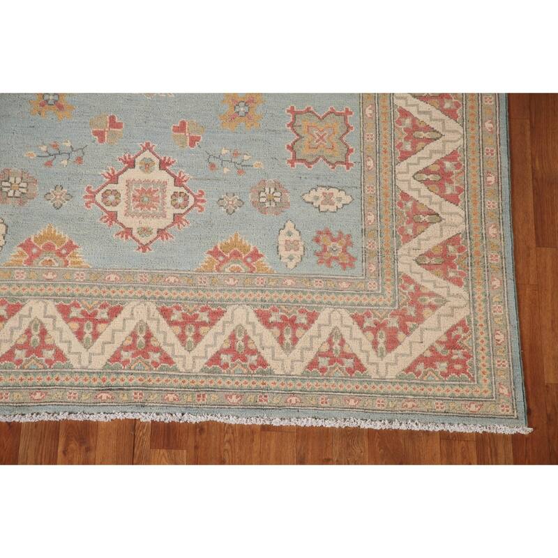 Light Blue Kazak Oriental Area Rug Handmade Wool Carpet - 6'0" x 8'9"
