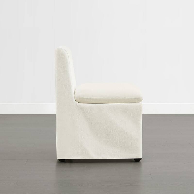 Spruce & Spring Modern Upholstered Dining Chair with Casters, Removable Washable Slipcover