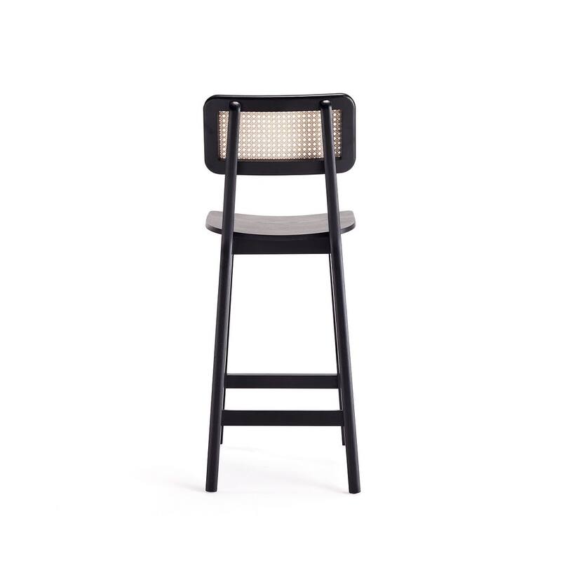 Manhattan Comfort Versailles Counter Stool in Black and Natural Cane