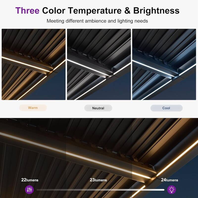 PURPLE LEAF Louvered Pergola Sun Shade Shelter with Adjustable Metal Roof for Patio Hardtop Pergola