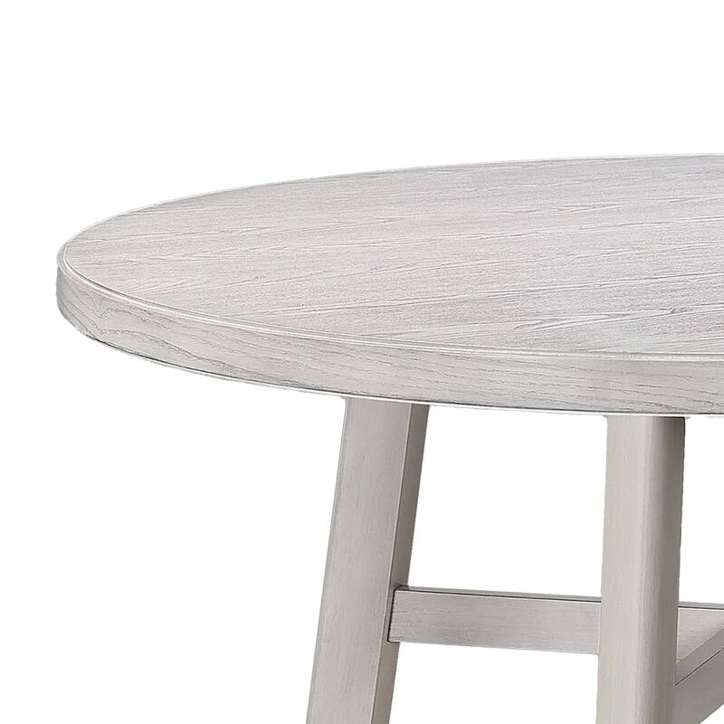 Bovo Counter Height Dining Table, 48 Inch Round Top, White Wood Legs - Driftwood White