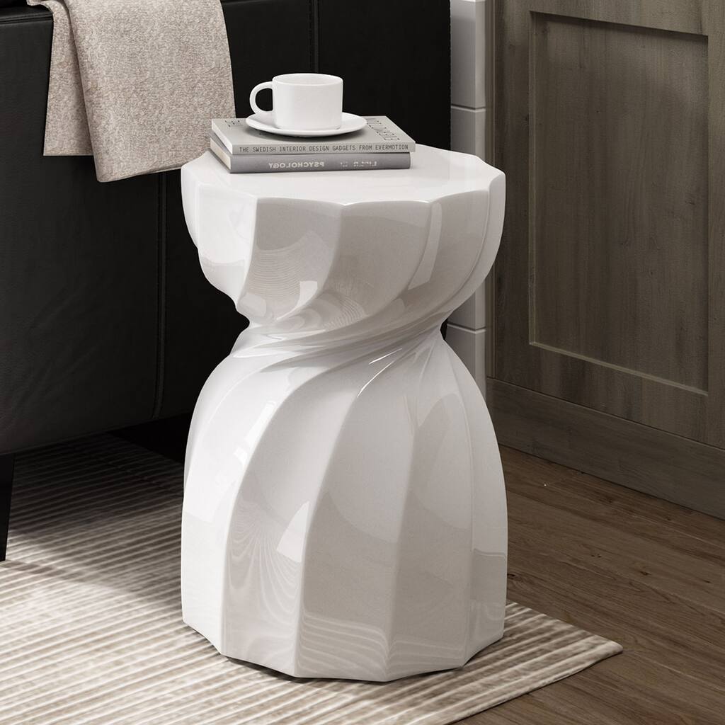 Swirl Side Table, Pearl White